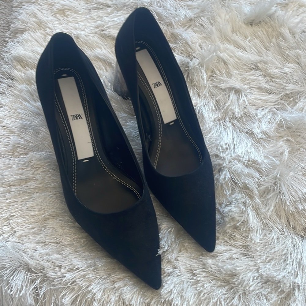 Zara tortoiseshell block heels
